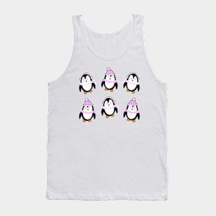 Adorable Wintery Pink Penguins Doodle Set, made by EndlessEmporium Tank Top